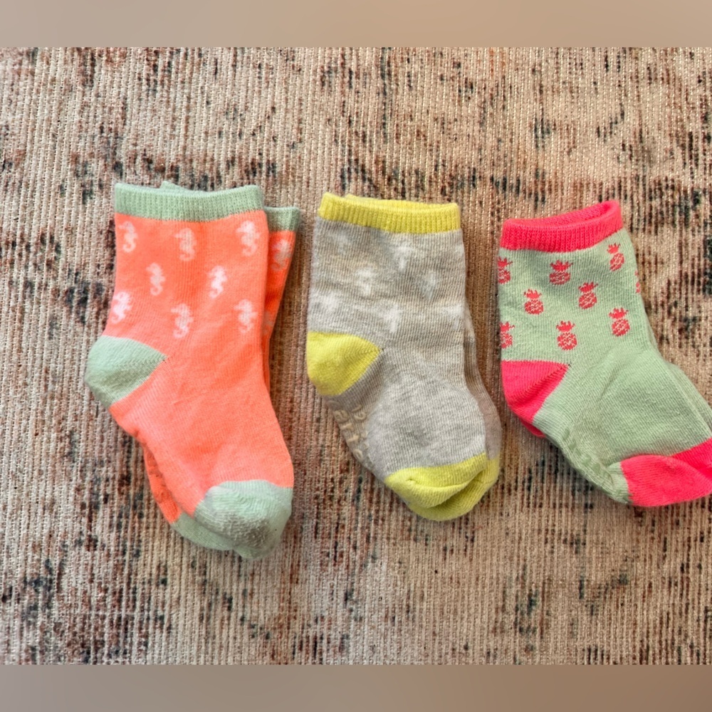 Pink and Orange Ankle-Length Socks Set for Accessories